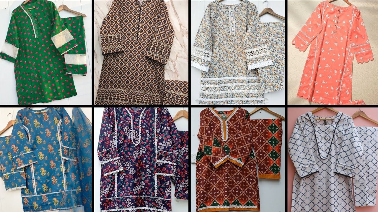 Latest same printed dress designing ideas with lace# trendy 2piece printed suite designs 