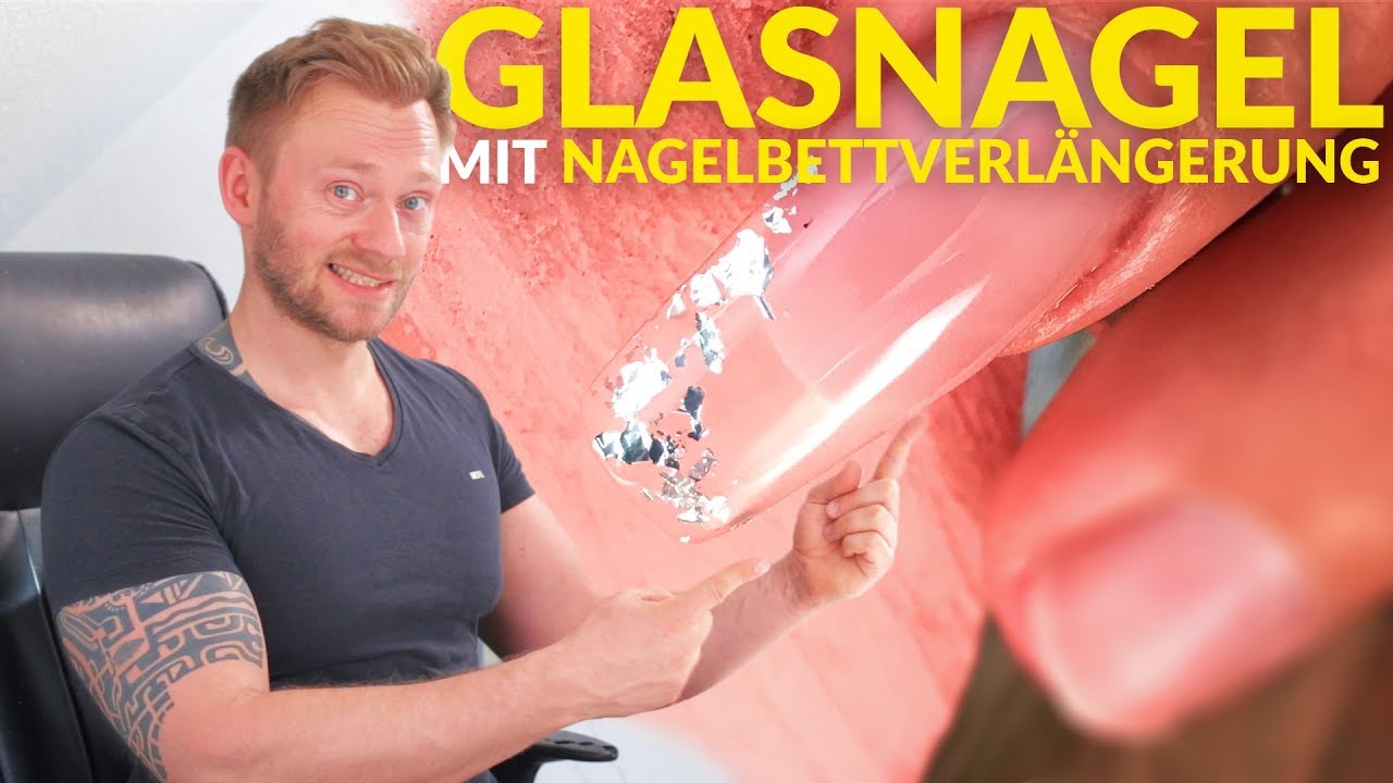 Glasnagel mit Schablone und Nagelbettverlängerung - Tutorial