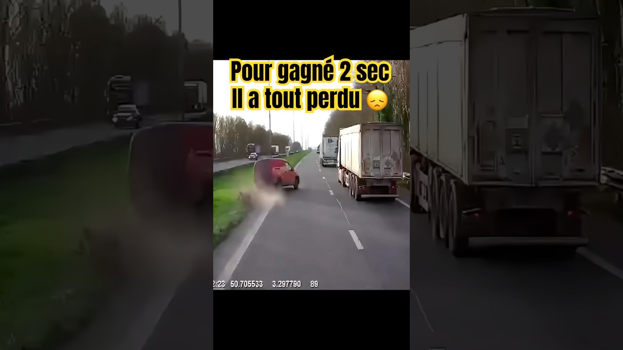 Pour gagner 2 sec il a cr&eacute;&eacute; un accident #routier #camion