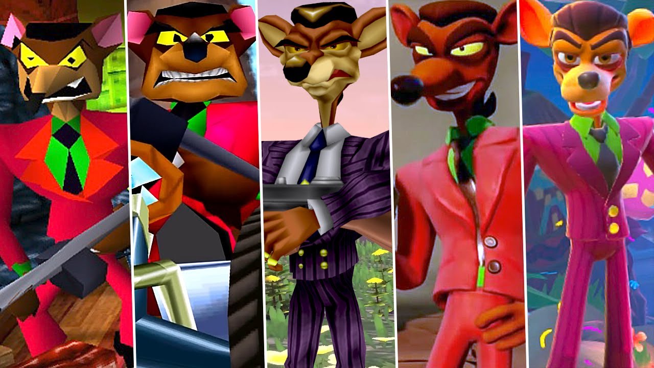 Эволюция Пинстрайпа Потору в играх Crash Bandicoot