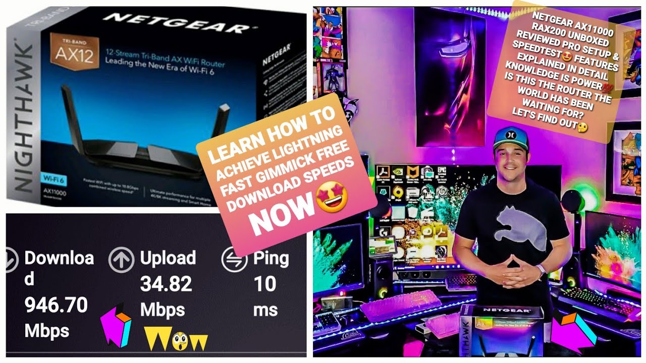 Netgear Nighthawk AX12 AX11000 RAX200 WiFi6 Review💯 PROSETUP Tips Tricks Spec's Features SPEEDTEST😱