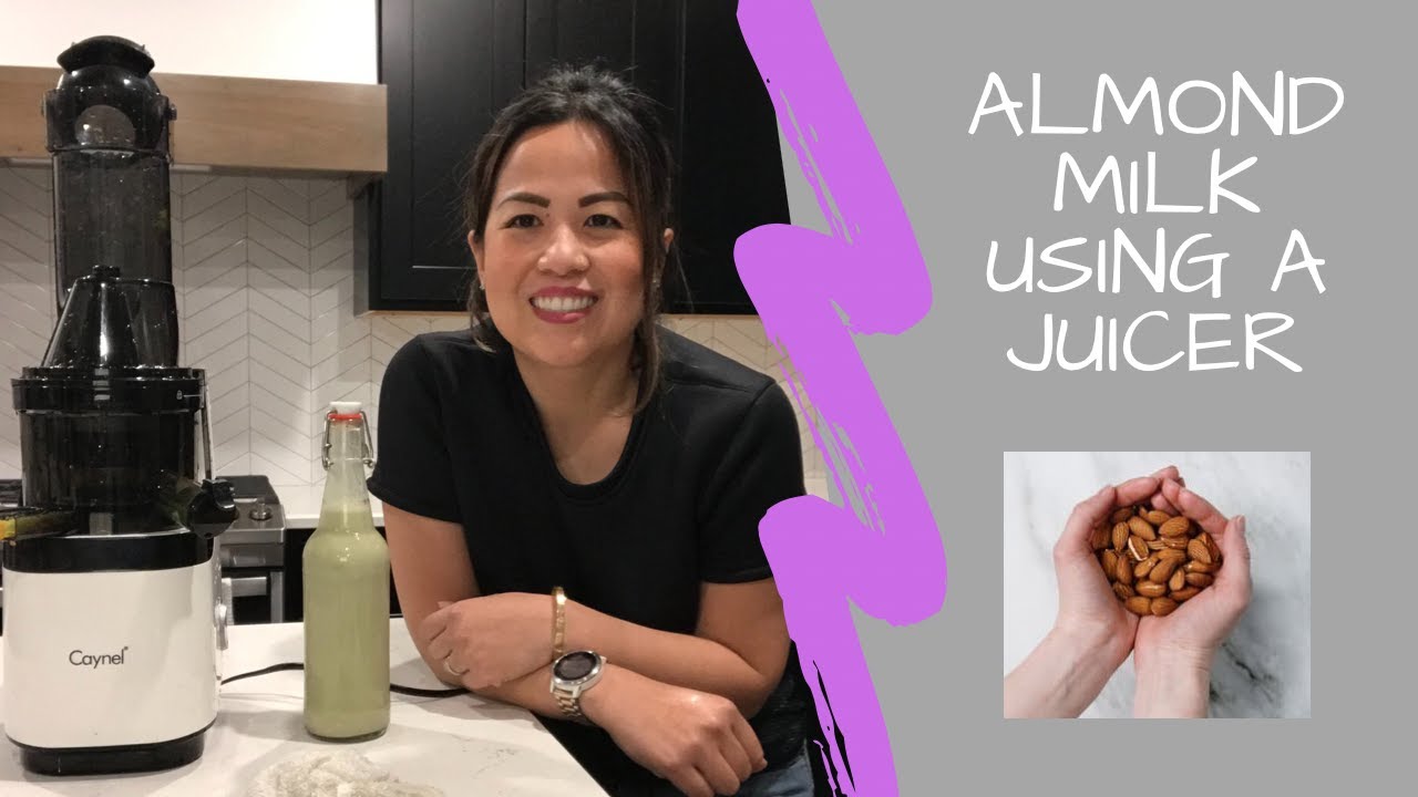 HOW TO MAKE ALMOND MILK using a Masticating Juicer | $100 Amazon JUICER | MATCHA ALMOND MILK