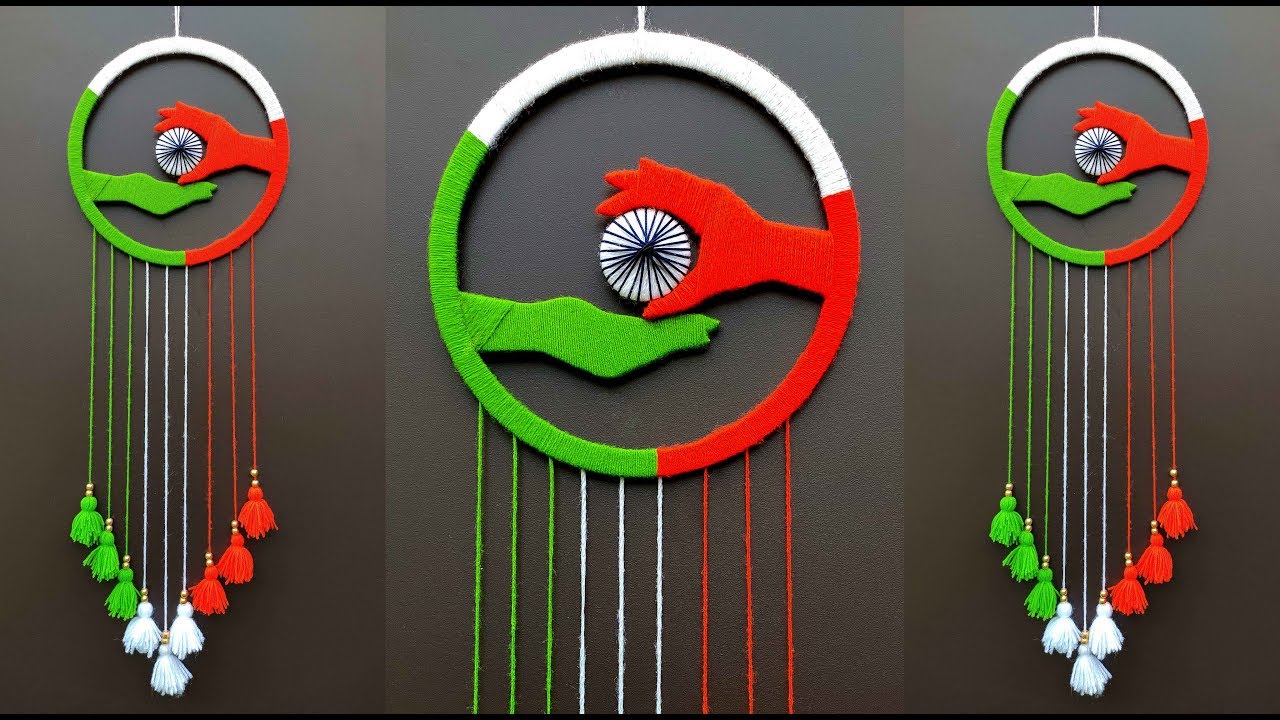 DIY Tricolor Independence Day Craft | Republic Day Wall Hanging Decoration Ideas | Woollen Craft