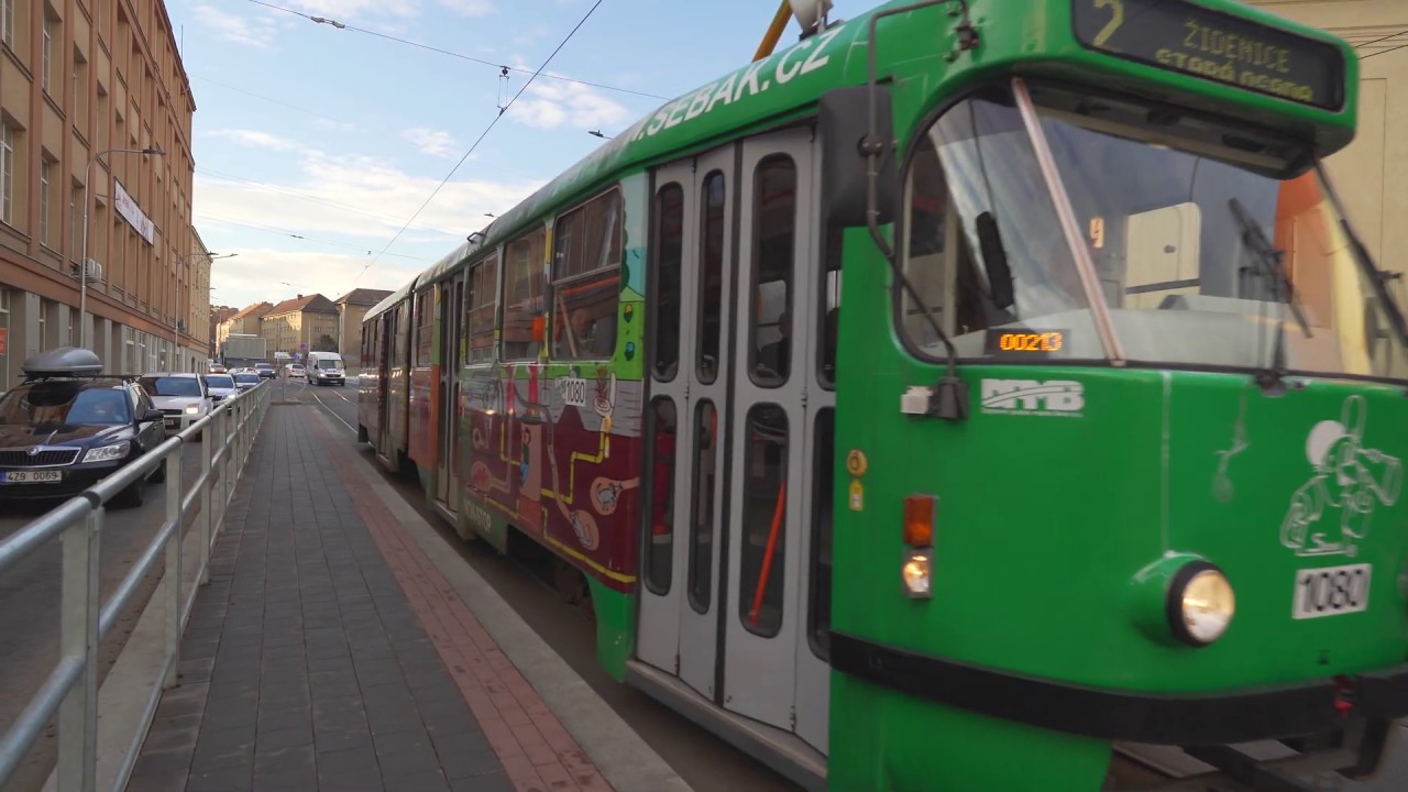 Czech Republic, Brno, tram 2 ride from Nové Sady Vojenská Nemocnice