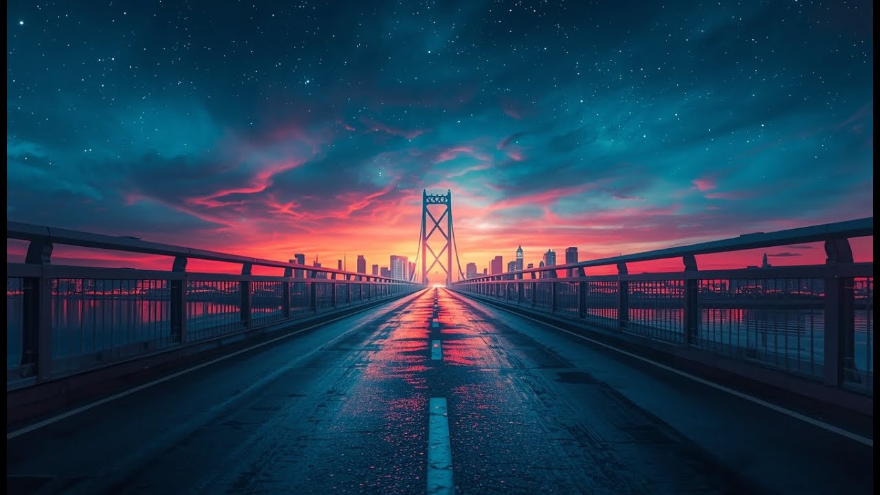Starlit Skyline Resting Over the Bridge Road. | Urban Chill / Ambient (1 Hour)