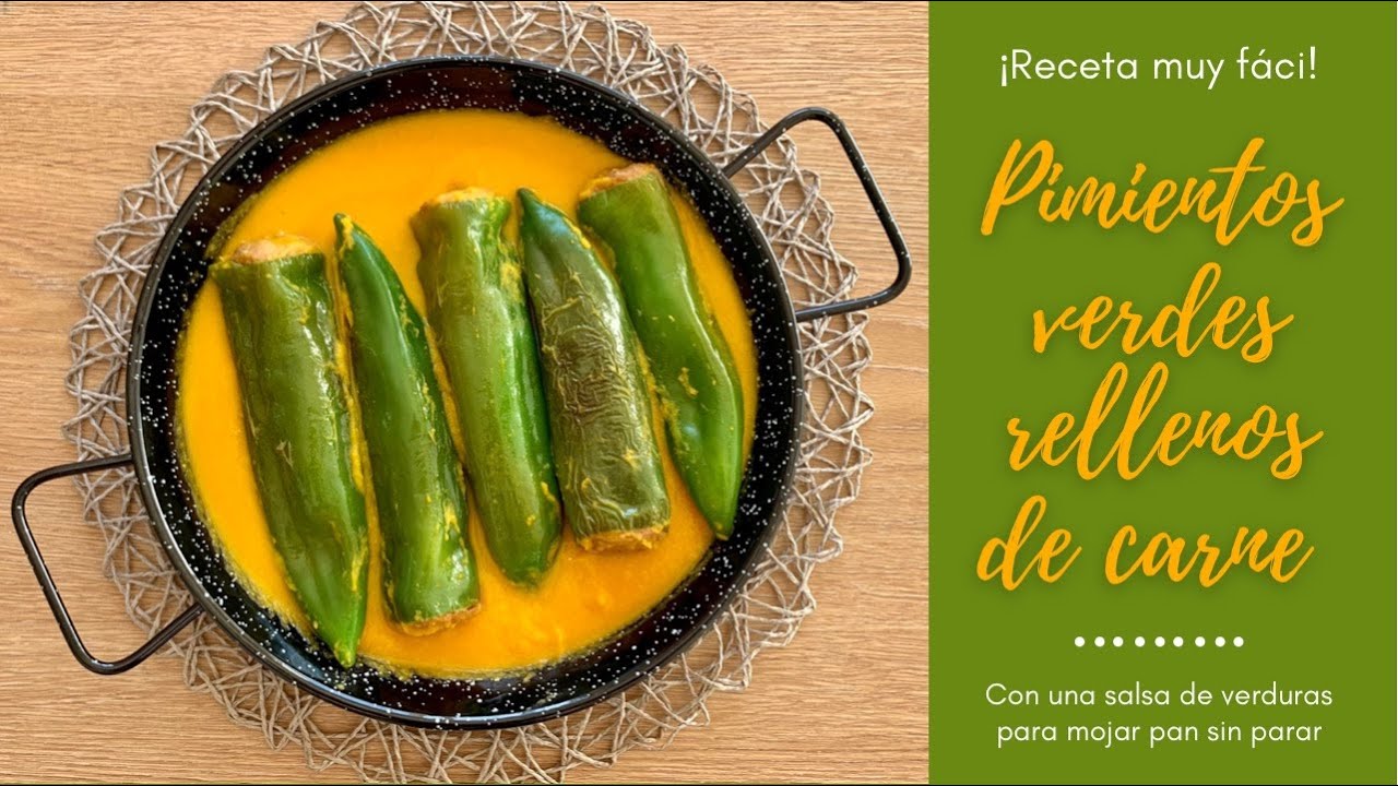 PIMIENTOS VERDES RELLENOS DE CARNE💚 con SALSA de VERDURAS🤤 Receta Fácil y Deliciosa⭐