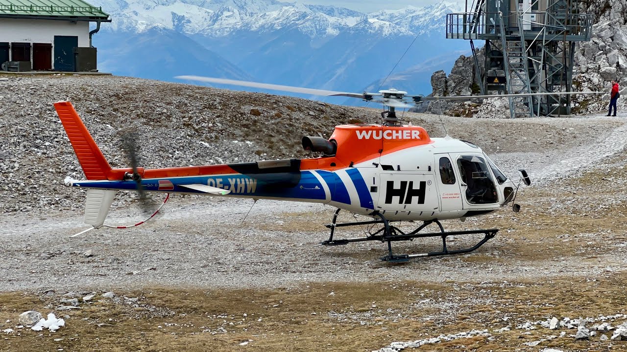 Wucher Eurocopter, OE-XHW at Hafelekar, Innsbruck.