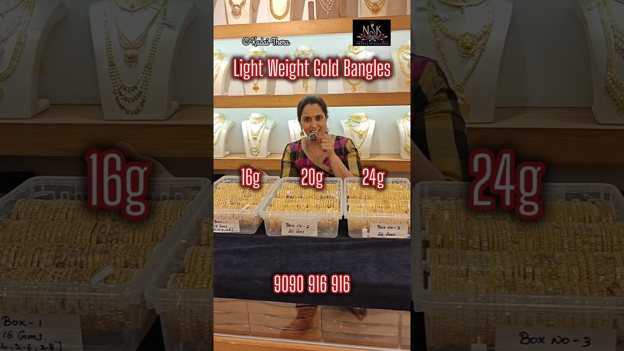 16g pair Gold Bangles | Light Weight Wedding Bangles for marriage| NSK Thangamaaligai