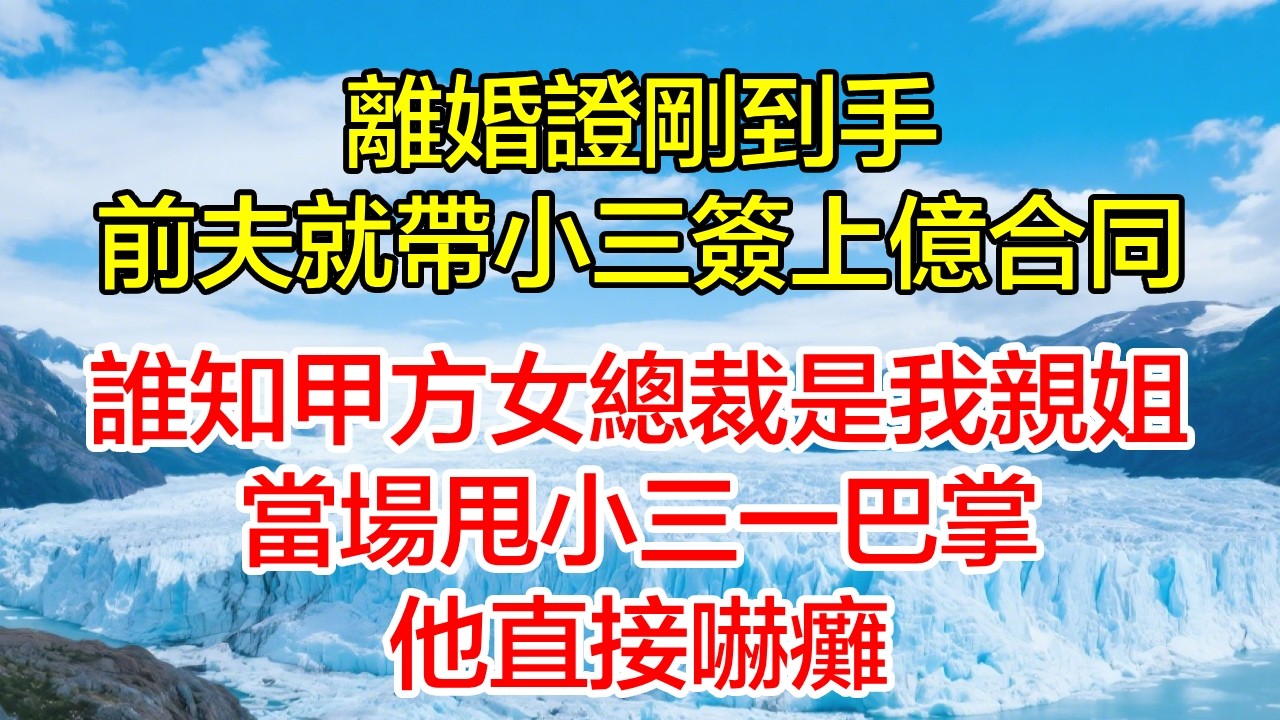 離婚證剛到手，前夫就帶小三簽上億合同，誰知甲方女總裁是我親姐，當場甩小三一巴掌，他直接嚇癱！