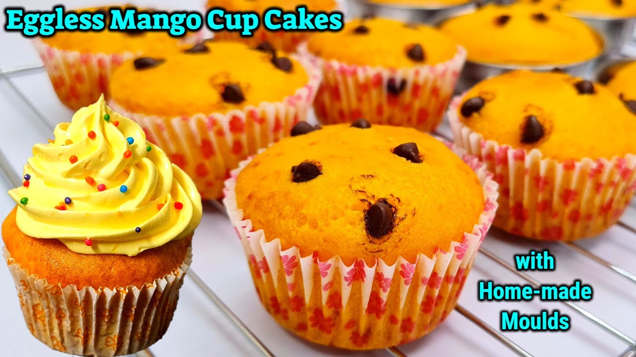 Eggless Mango Cup Cakes In 15 Minutes |Mango Cake Recipe | Mango Cake No Mold,Curd,Butter |आम का केक