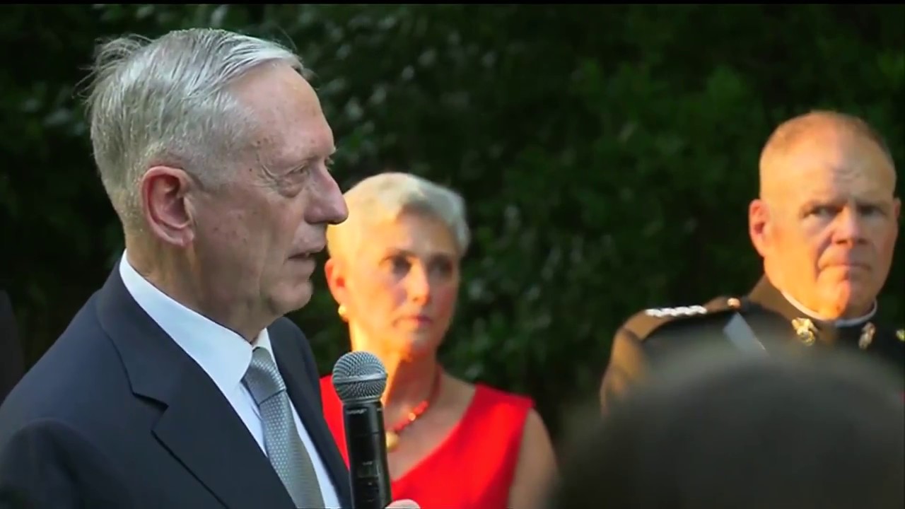 Secretary Mattis honored at Marine Barracks evening parade