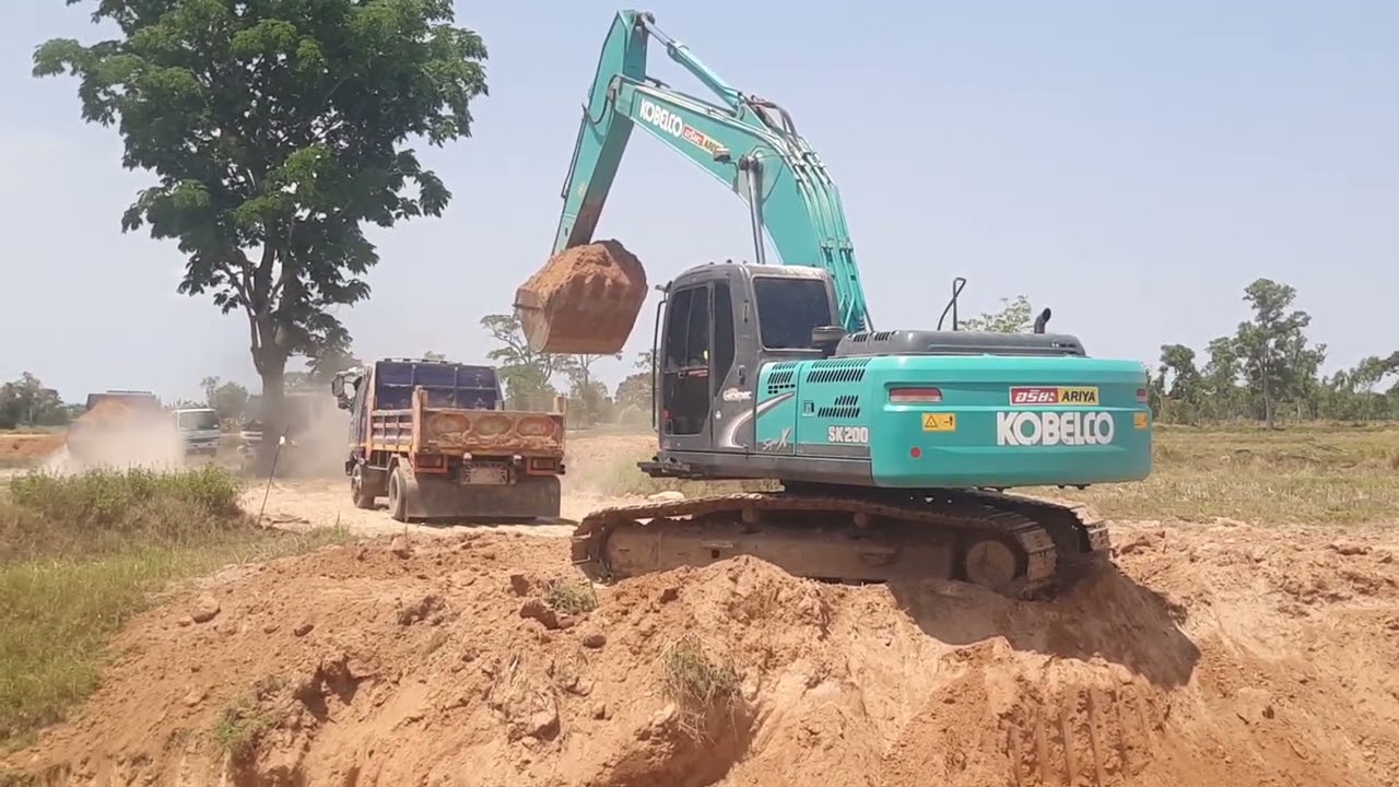 สวิงเร็วจัด kobelco sk200-8 super-x งานปากบ่อ เล่นสุดบูม ดั้มแรง excavator and truck EP.8231