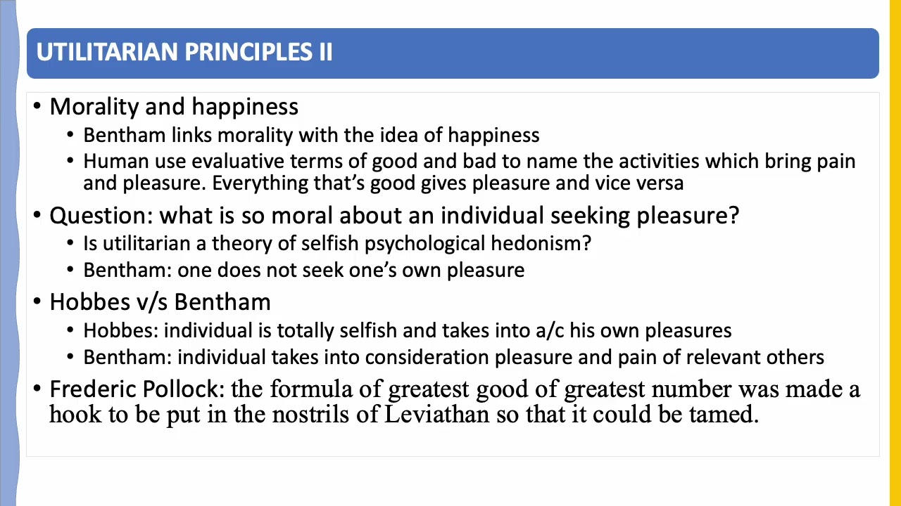 UTILITARIAN PRINCIPLES OF JEREMY BENTHAM
