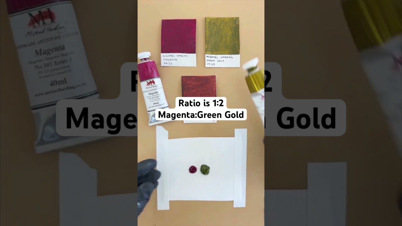How to Make Transparent Red Oxide with Magenta and Green Gold #colormixing #oilpainting