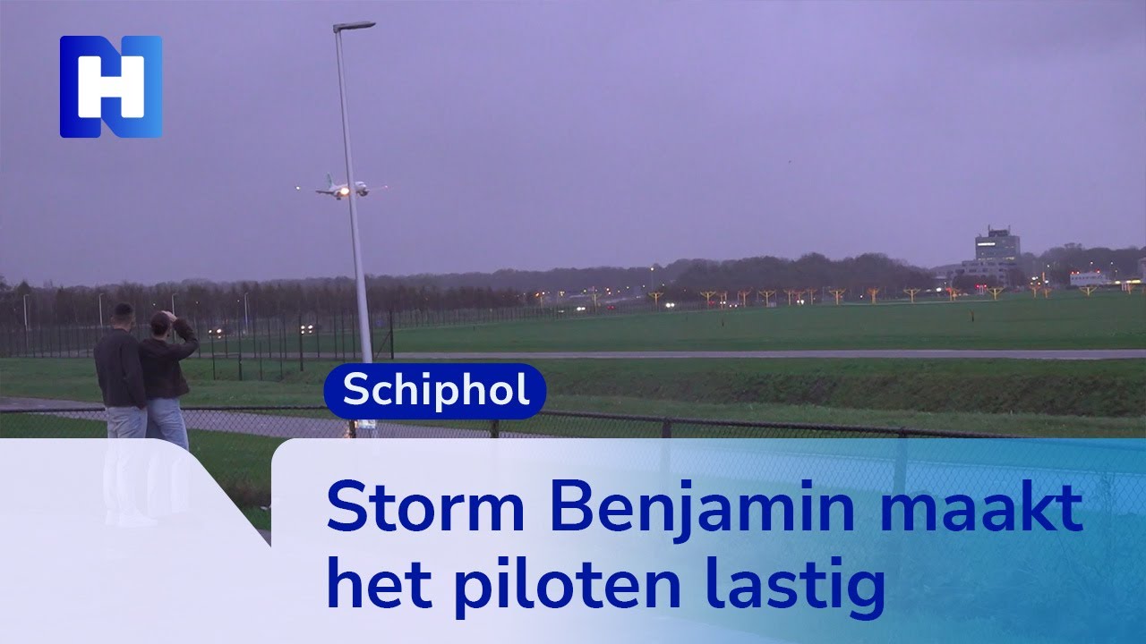 Vliegtuigen landen tijdens code oranje door storm Benjamin