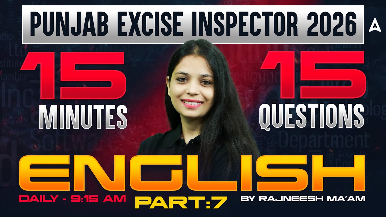 PSSSB Excise Inspector Classes | Excise Inspector English Important Questions | By Rajneesh Mam #7