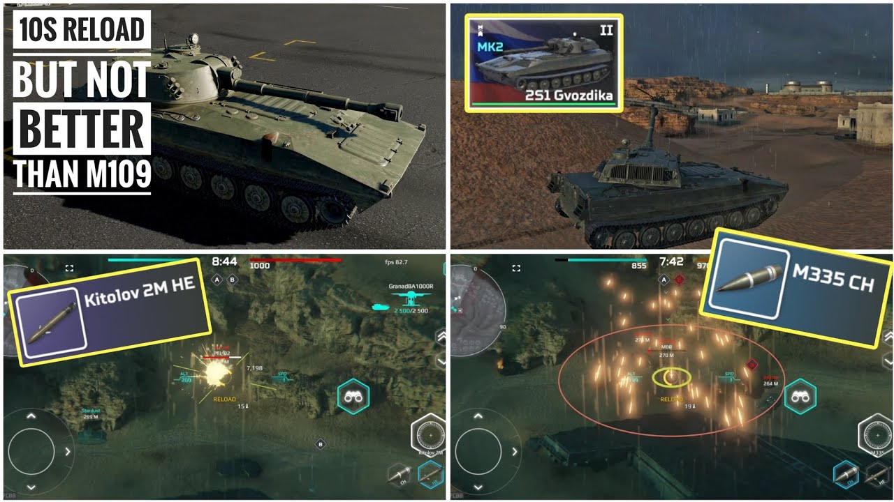 MWT Tank Battles tier II 2S1 Gvozdika 10s reload howitzer with kitolov 2m he & M335 CH gameplay