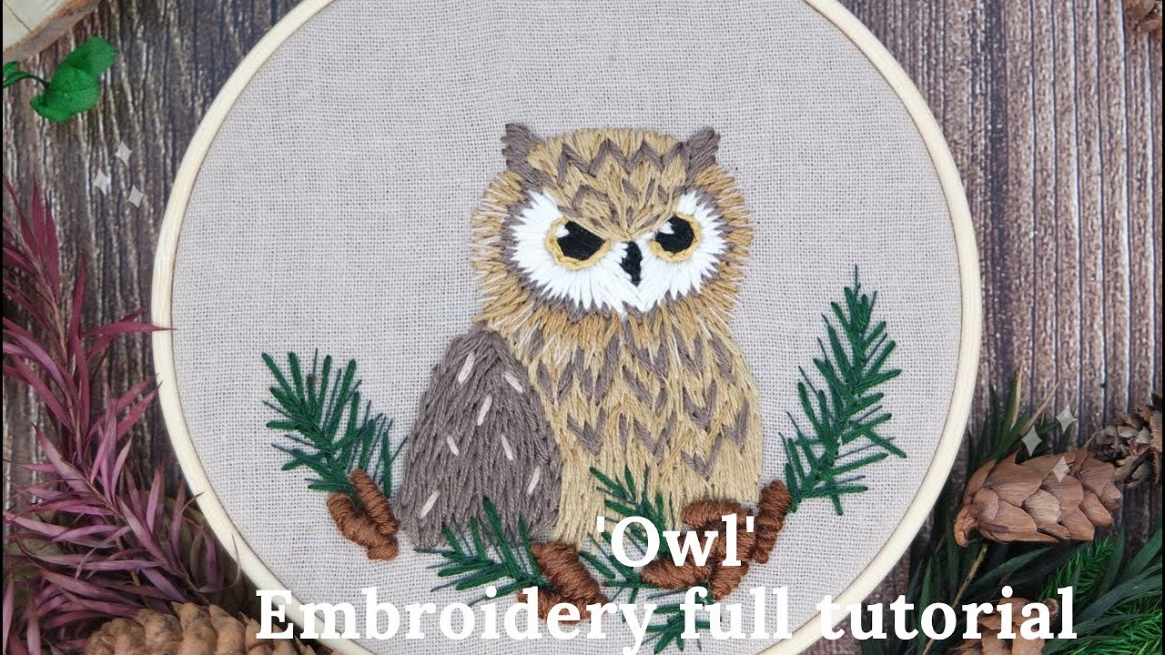 How to embroider Owl / Hand made embroidery full tutorial 올빼미 자수