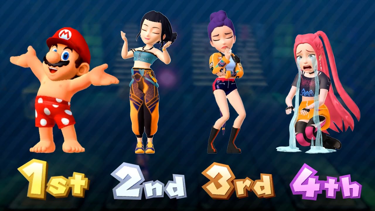 【マリオパーティ10】エピックフィニッシュ ビーチマリオ VS Rumi VS Zoey VS Mira (KPop Demon Hunters) ダイス＆ダッシュの勝者は？