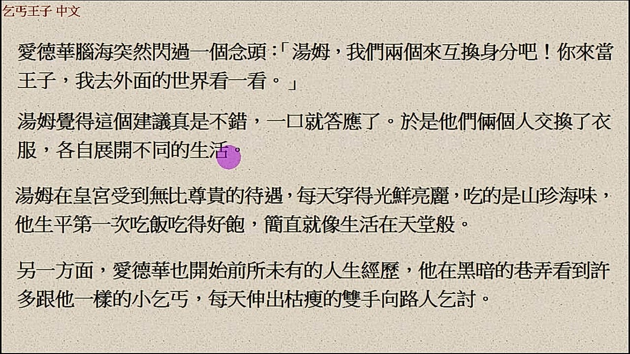 【文學】中文 乞丐王子 簡介 大意