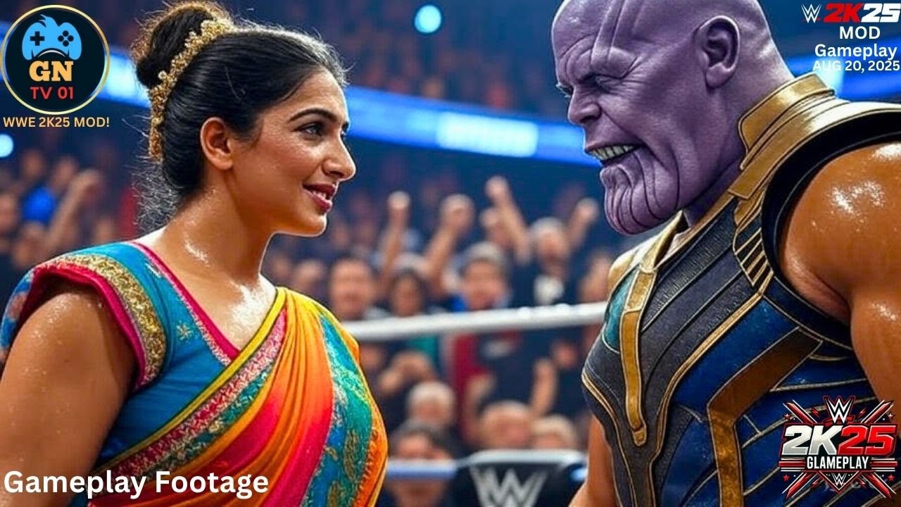 WWE 2K25 -Indian Diva Rhea Devi vs. Thanos Intergender Match Gameplay | August 20, 2025