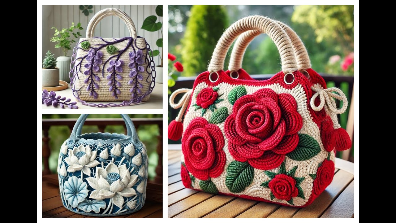 Heart-warming woolen bag designs#design #knitting #bag #crochet