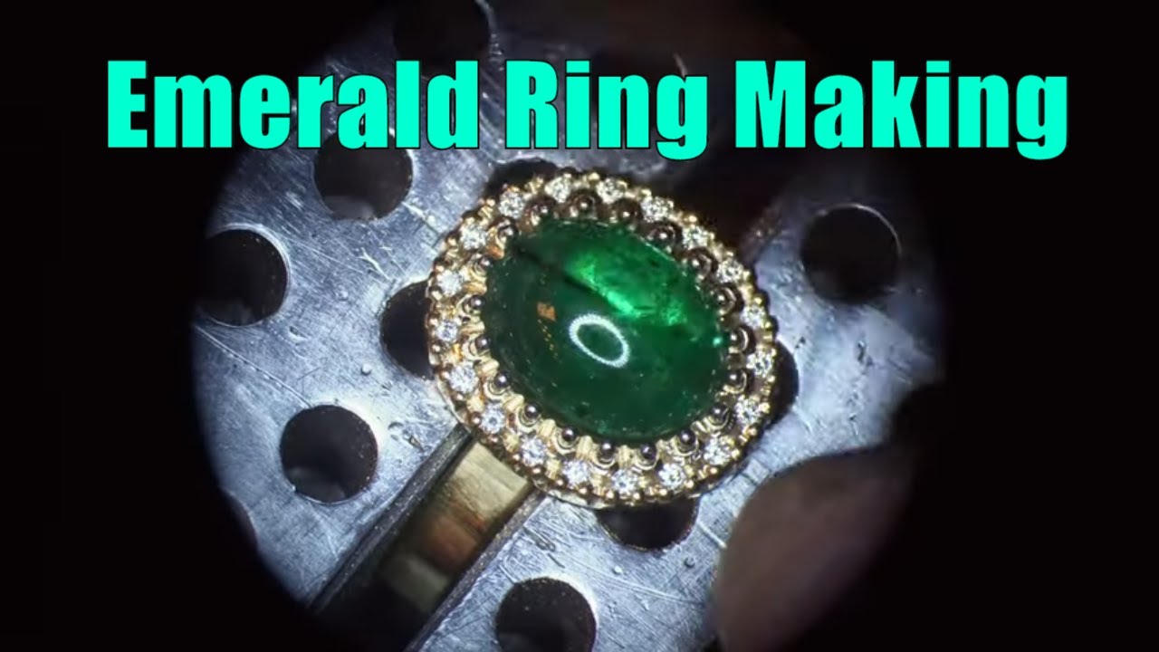 Handmade Jewellery UK - Cabochon Emerald Ring - 2020 - Birmingham Jewellery Quarter - UK