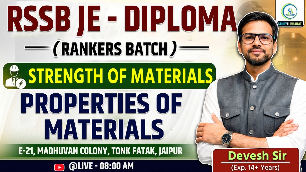 L 01 - SOM - Properties of materials - Part 1 | Rankers Batch #civilengeenring #rssbje