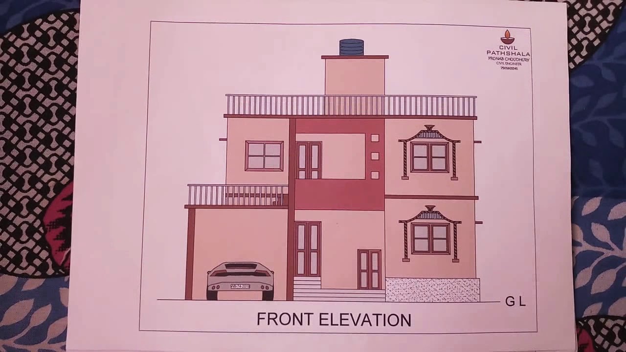1600 sqft Indian House Plan |BENGALI|| Sectional Elevation || Front Elevation|Civil Pathshala