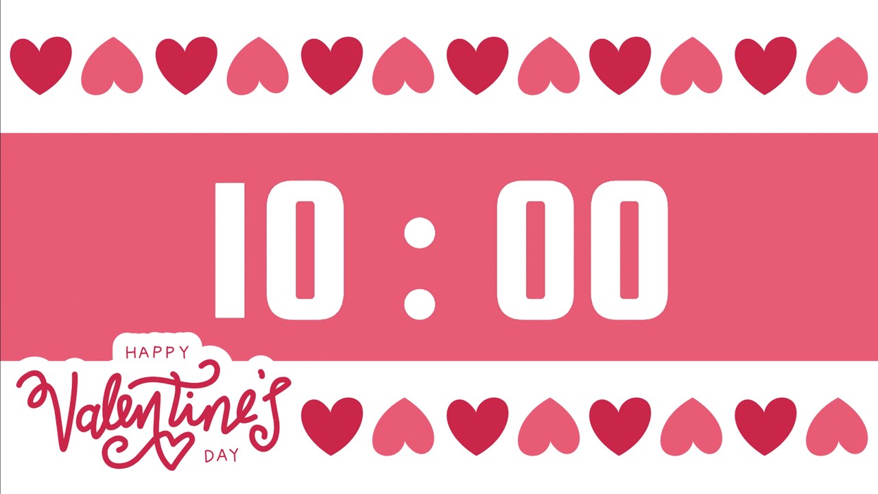 10 Minute Timer | With Happy Acoustic Instrumental Music & Alarm Bell | Happy Valentine's Day ❤️ 💗