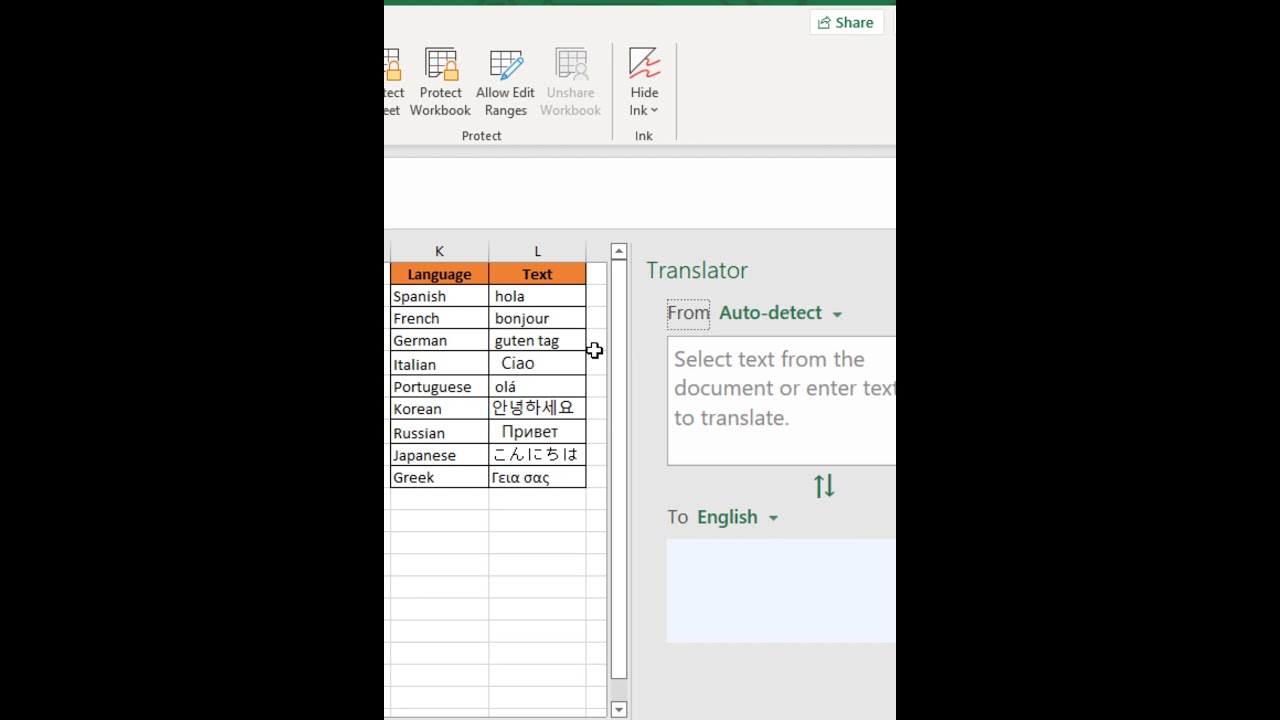 Excel's Translator feature to translate text into different languages #excel #exceltips #exceltricks