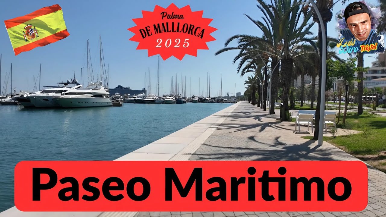 Paseo Maritimo Walk🌏Palma de Mallorca✈️🇪🇸 - August 2025 - (4K Video)