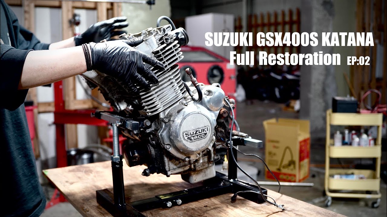 SUZUKI GSX400S KATANA Полная реставрация 02 | Загляните внутрь двигателя с нулевой степенью сжатия..