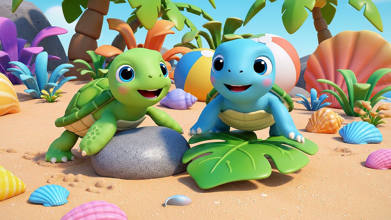 Cinco Pequeñas Tortugas Bebés Gatean, Gatean | Rimas del Océano y Canciones de Tortugas