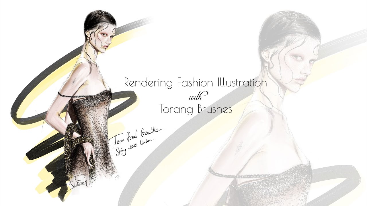 Procreate Fashion Illustration | Rendering Jean Paul Gaultier S/S 2025 Couture with Torang Brushes