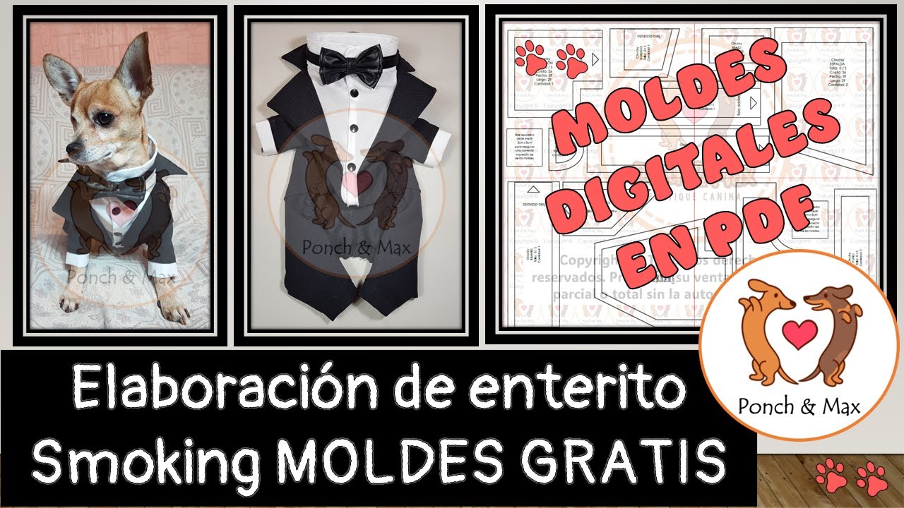 DIY 🐶 Elaboración de enterito smoking canino 📌 🥰 Ropa para perros y mascotas ❤❤❤ MOLDES GRATIS