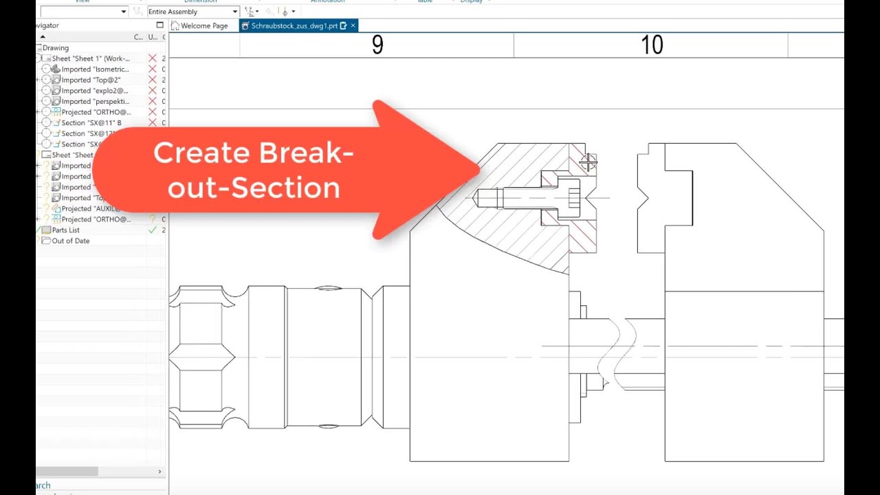 Create Break-out Section View in Siemens NX
