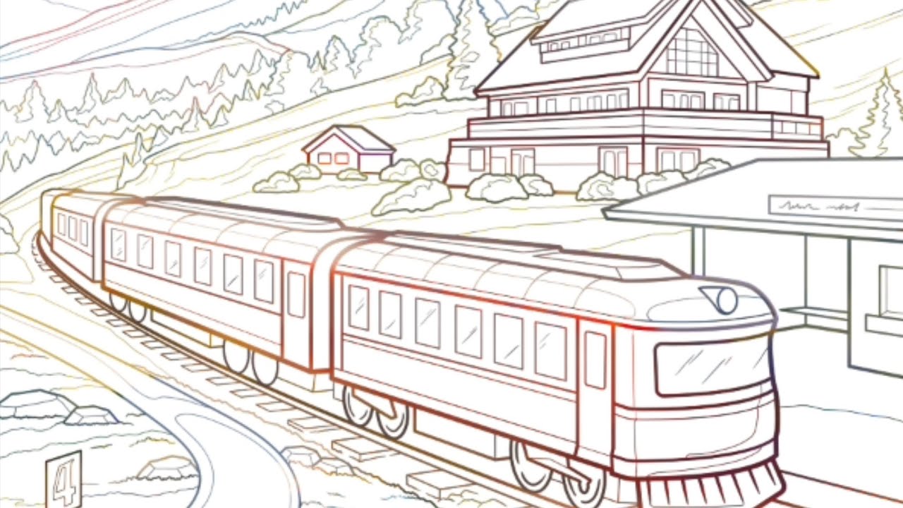 How to color this modern-looking train on a track| Relaxing Coloring Activity #art#coloring#viral