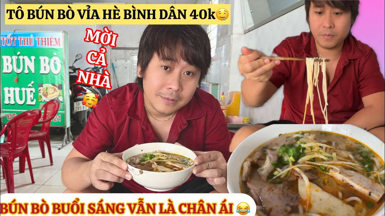 Buổi Sáng với TÔ BÚN BÒ HUẾ Vỉa Hè Bình Dân 40k Gần Nhà Cương🤤!Thành Công TIỄN BẠN “TÍ” RA KHỎI NHÀ😊