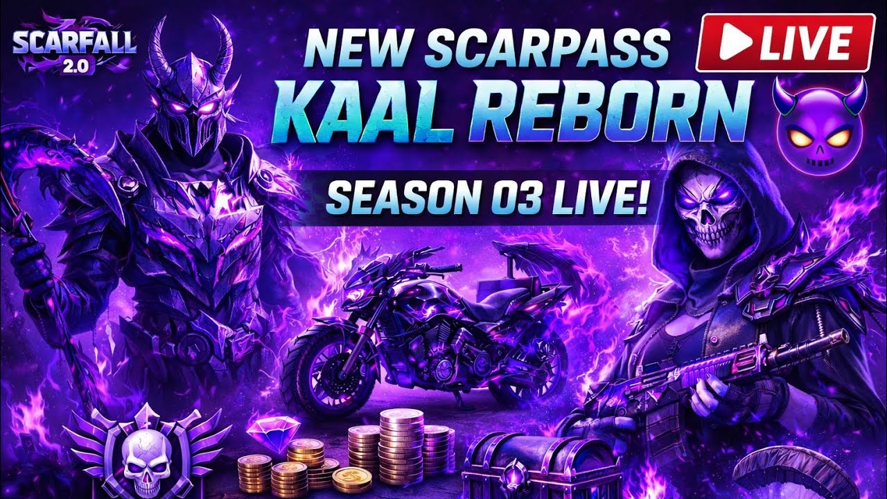 ScarFall 2.0 LIVE | KAAL REBORN ScarPass Season 03 😈 New Update + OP Gameplay!