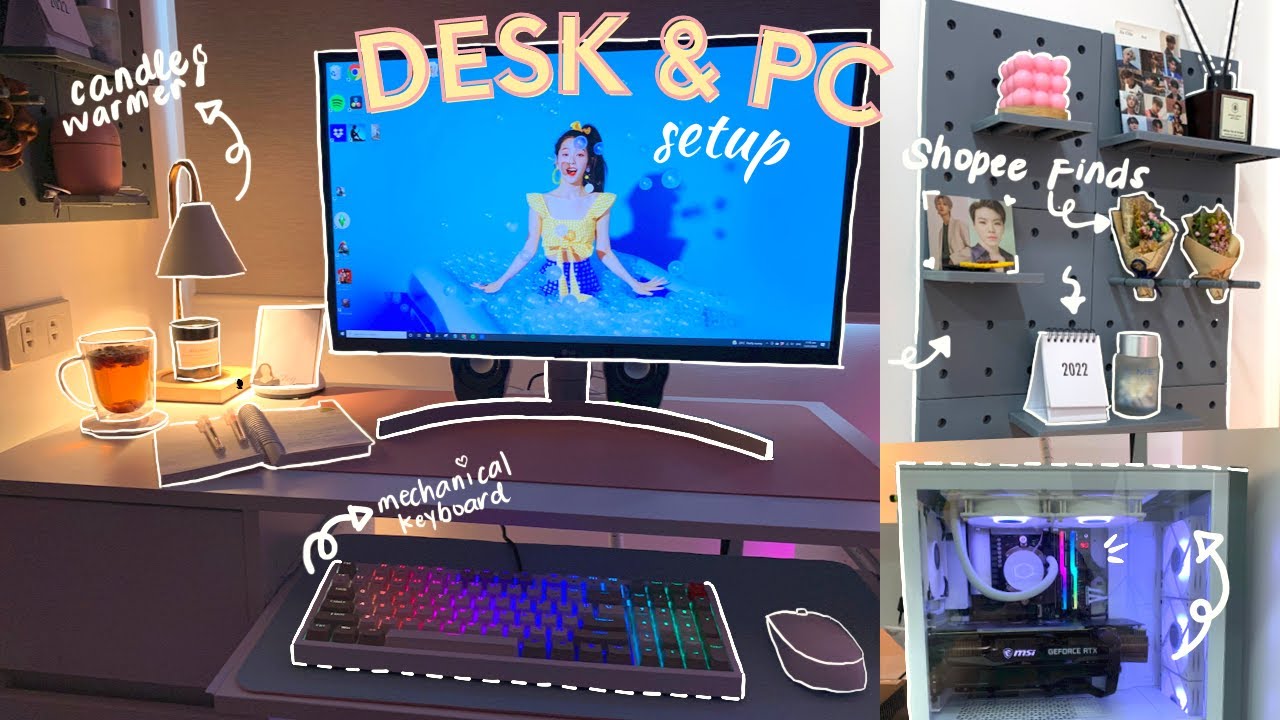 [VLOG] my 2022 PC & desk setup (mech keyboard, pegboard shelf organizer, shopee finds) | heymisstatj