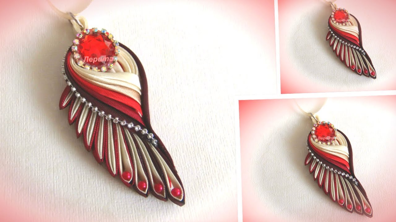 Кулон  своими руками из косой бейки, Мк / DIY Pendant