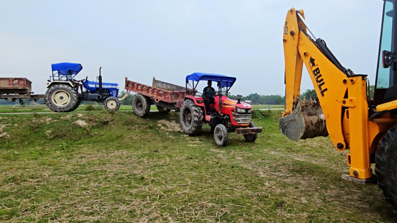 Bull backhoe loader and tractor stunt ||