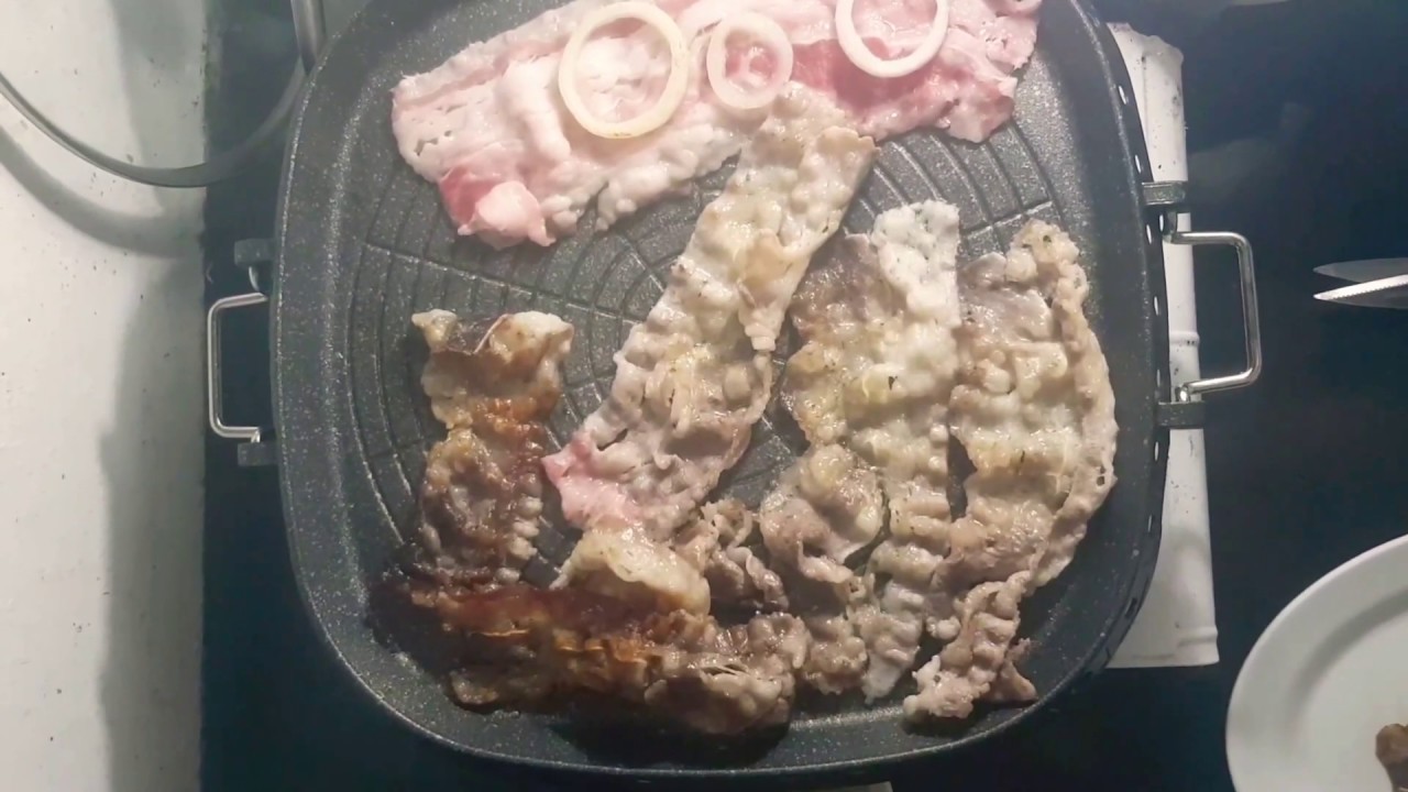 ASMR Grilling of Pork Belly Meat Korean Samgyeopsal Sizzling Tasty