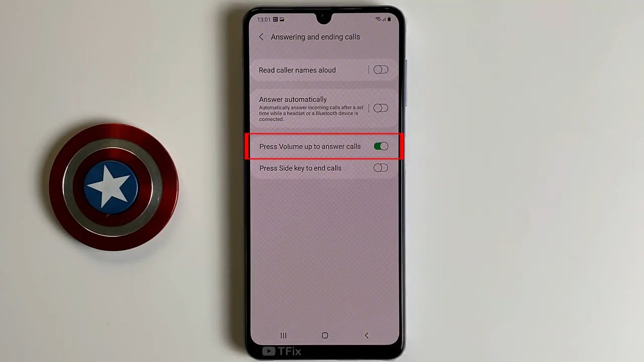 Press Volume up to answer calls on Samsung A22 Android 11