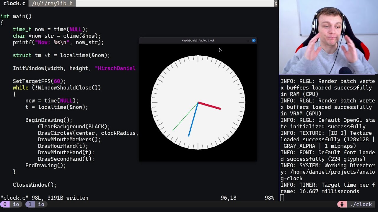 Coding an Analog Clock in C