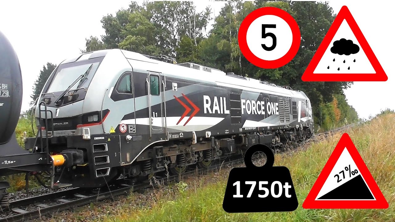 Dieselpower extrem - 220t über Grenzlast + Regen, Eurodual mit 5 kmh kriecht die Steigung, RFO BR159