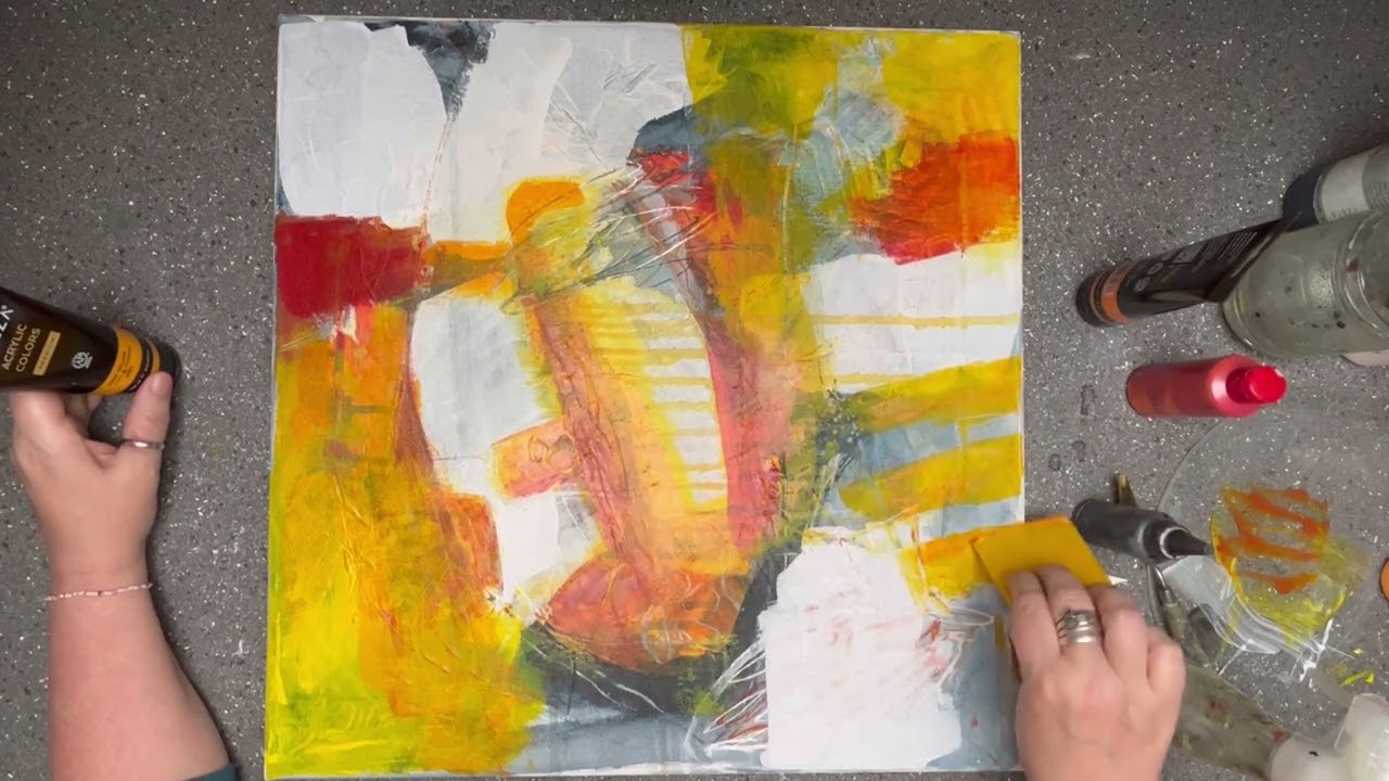 Art Demo #5 Acrylic, Demo using layers, blending, washes and mark making