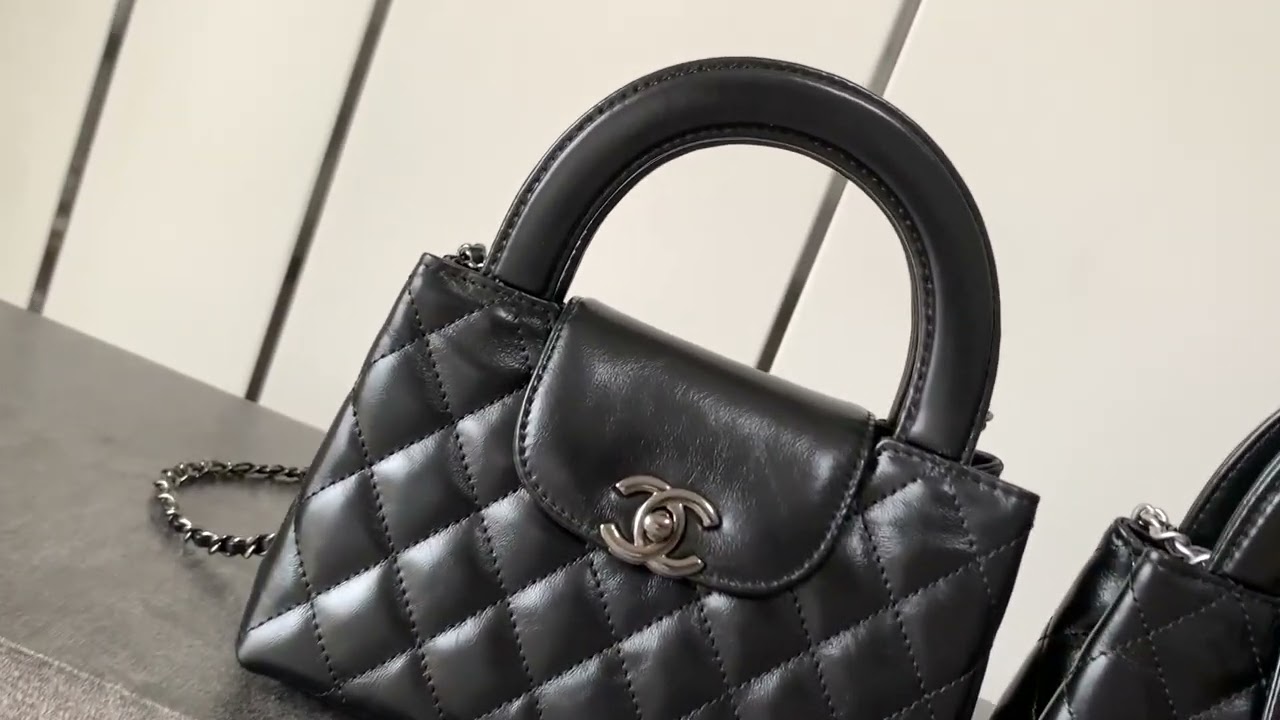 2025ss Chanel Kelly Mini Calfskin Clutch With Chain Black