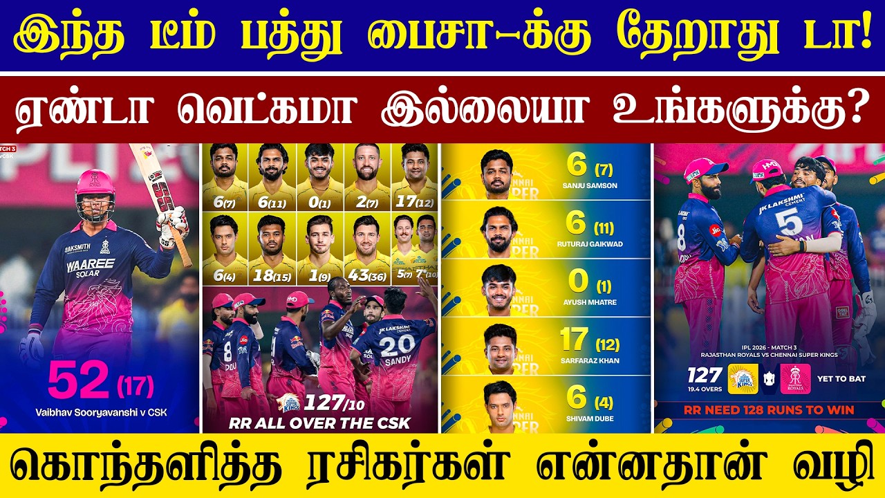 🔴LIVE : RR VS CSK Match Highlights💥| Worst Batting Line-up In IPL 2026😱| CRICTIME |
